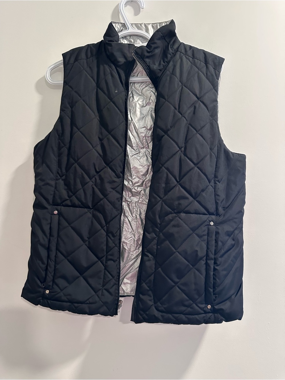 Quilted Black Women's Reversible Vest - Sleeveless Puffer Layer